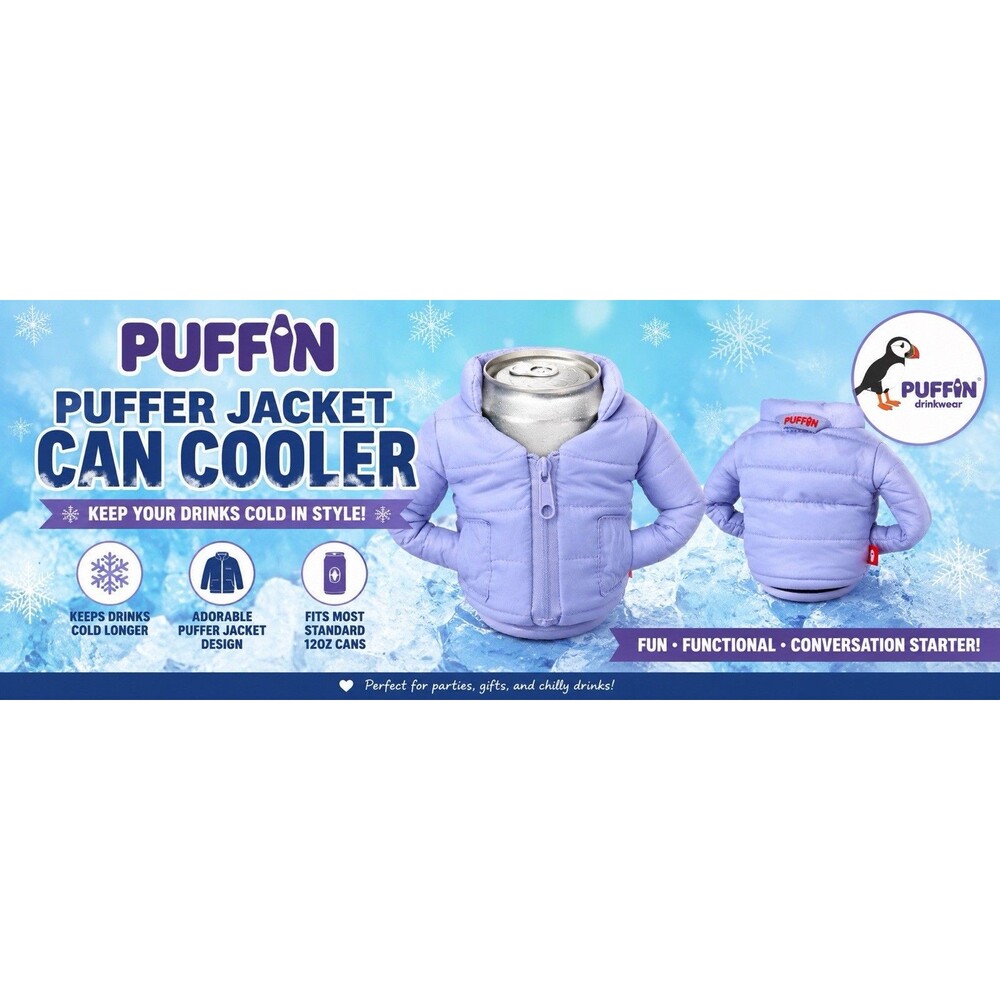 Puffin Drinkwear Mini The Hoodie Vest, Puffer Jacket Insulated Beverage Holder